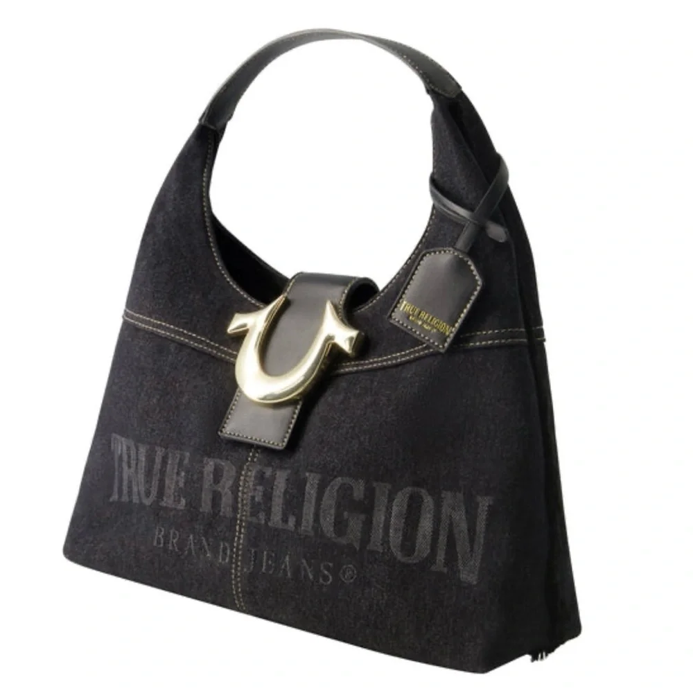 🖤True Religion Black Frayed Denim Hobo Bag🖤NWT